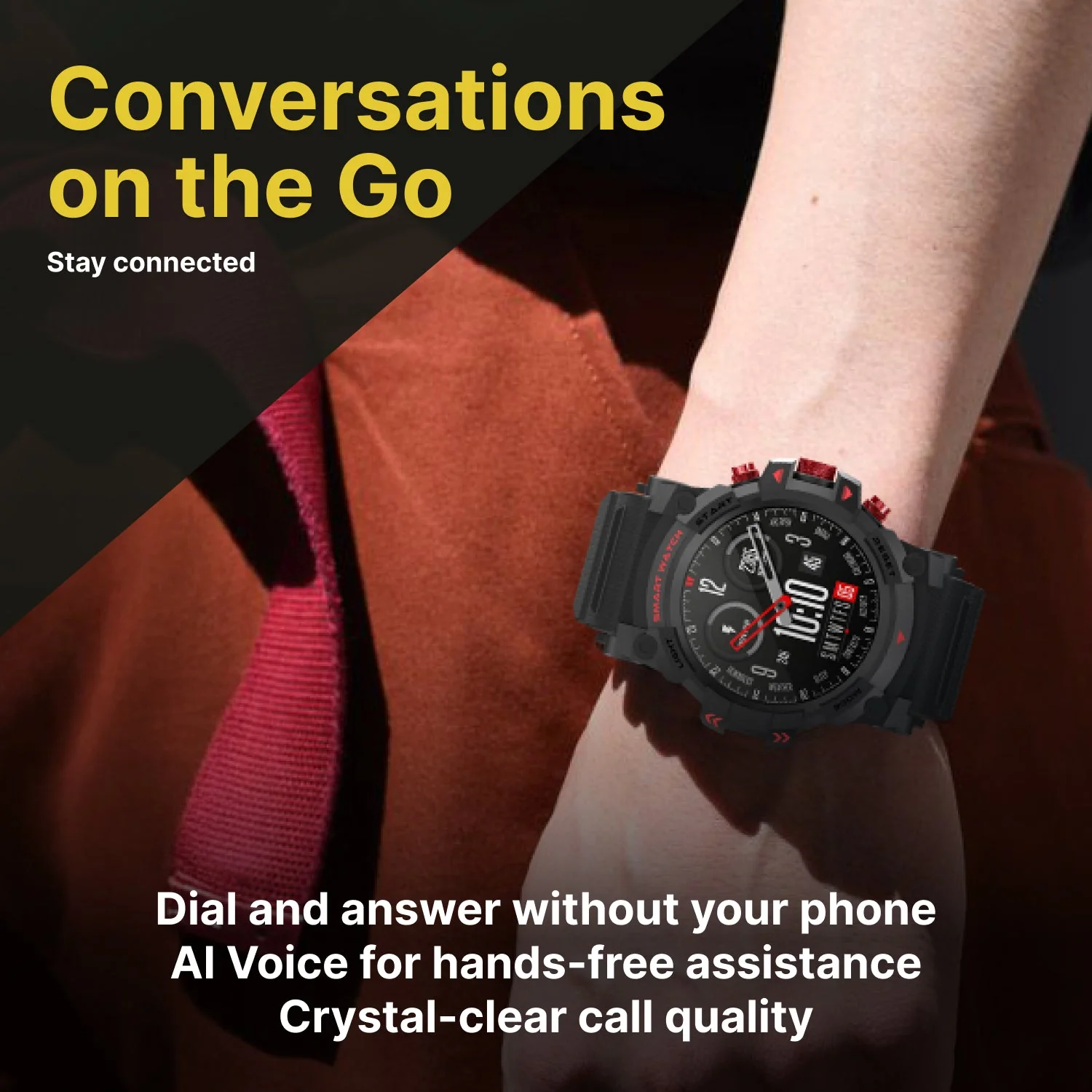 Timex iConnect Go 1.38 inches (3.50 cm) Display with Functional Crown and BT Calling Smartwatch For Unisex - TWIXW800T - Image 2