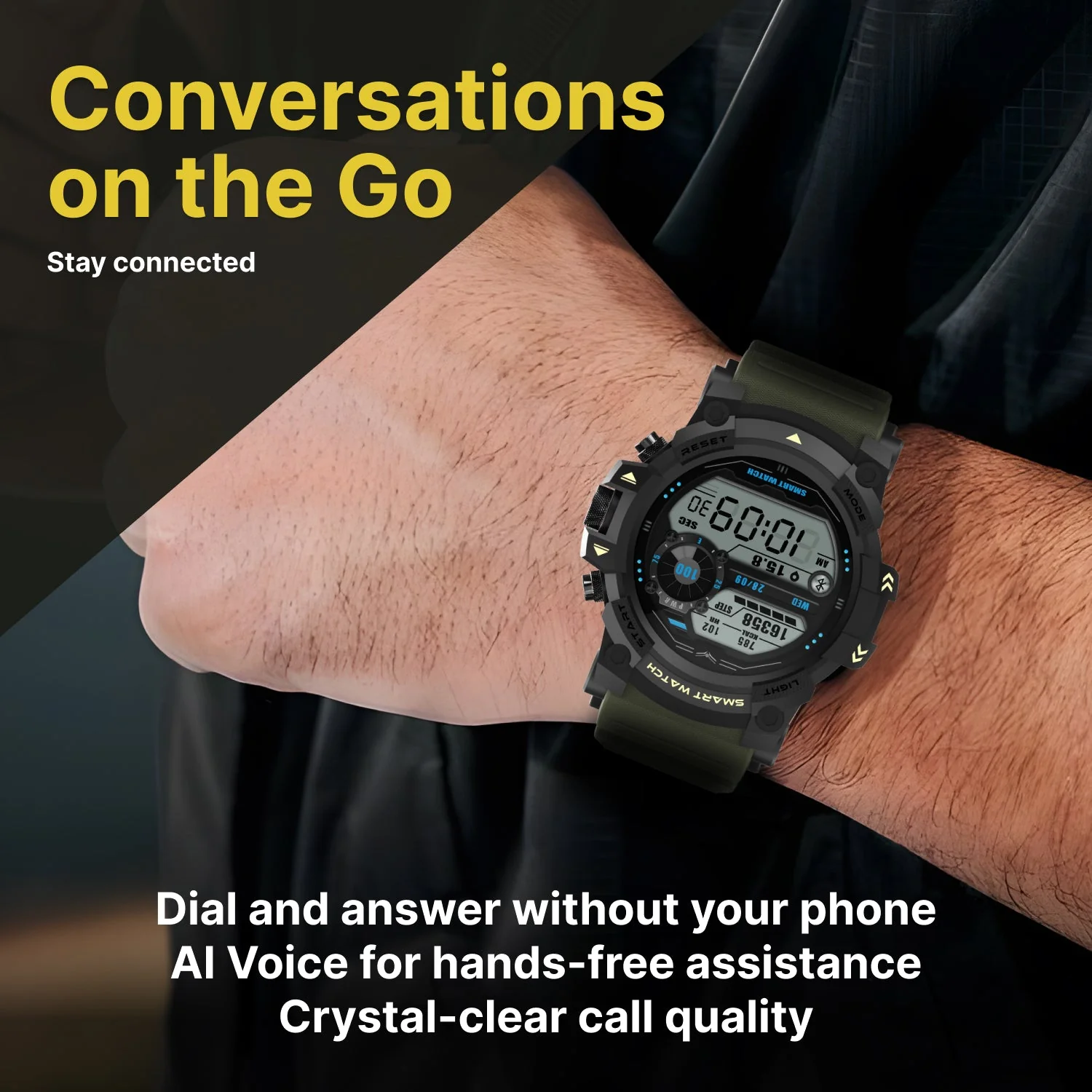 Timex iConnect Go 1.38 inches (3.50 cm) Display with Functional Crown and BT Calling Smartwatch For Unisex - TWIXW801T - Image 3