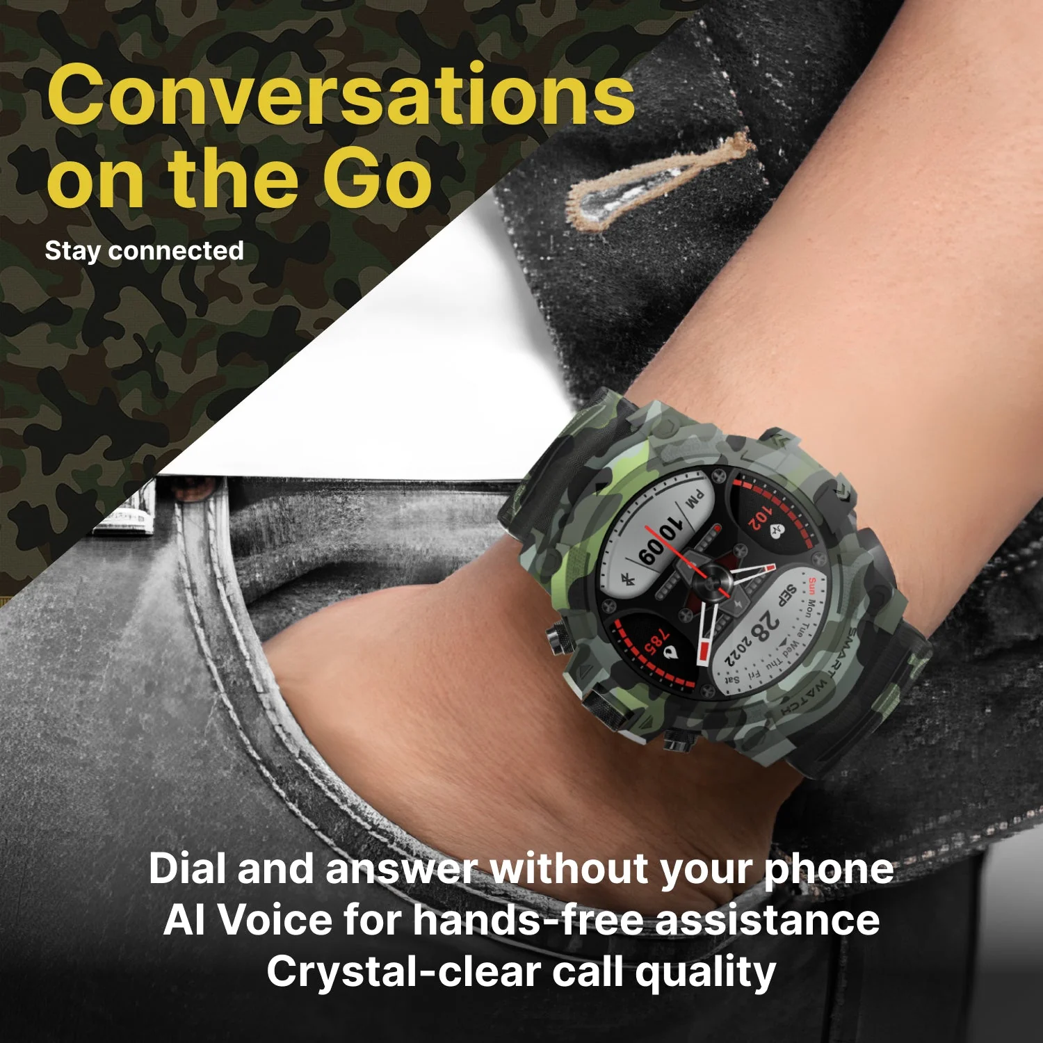 Timex iConnect Go 1.38 inches (3.50 cm) Display with Functional Crown and BT Calling Smartwatch For Unisex - TWIXW802T - Image 3