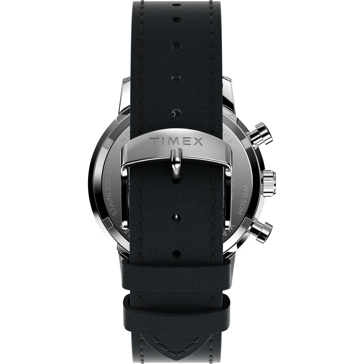 TIMEX Marlin Analog watch for man with Silver Round Dial & Black Leather Strap Band Water Resistant Men's Wrist Watches - TW2W10300UJ - Image 3