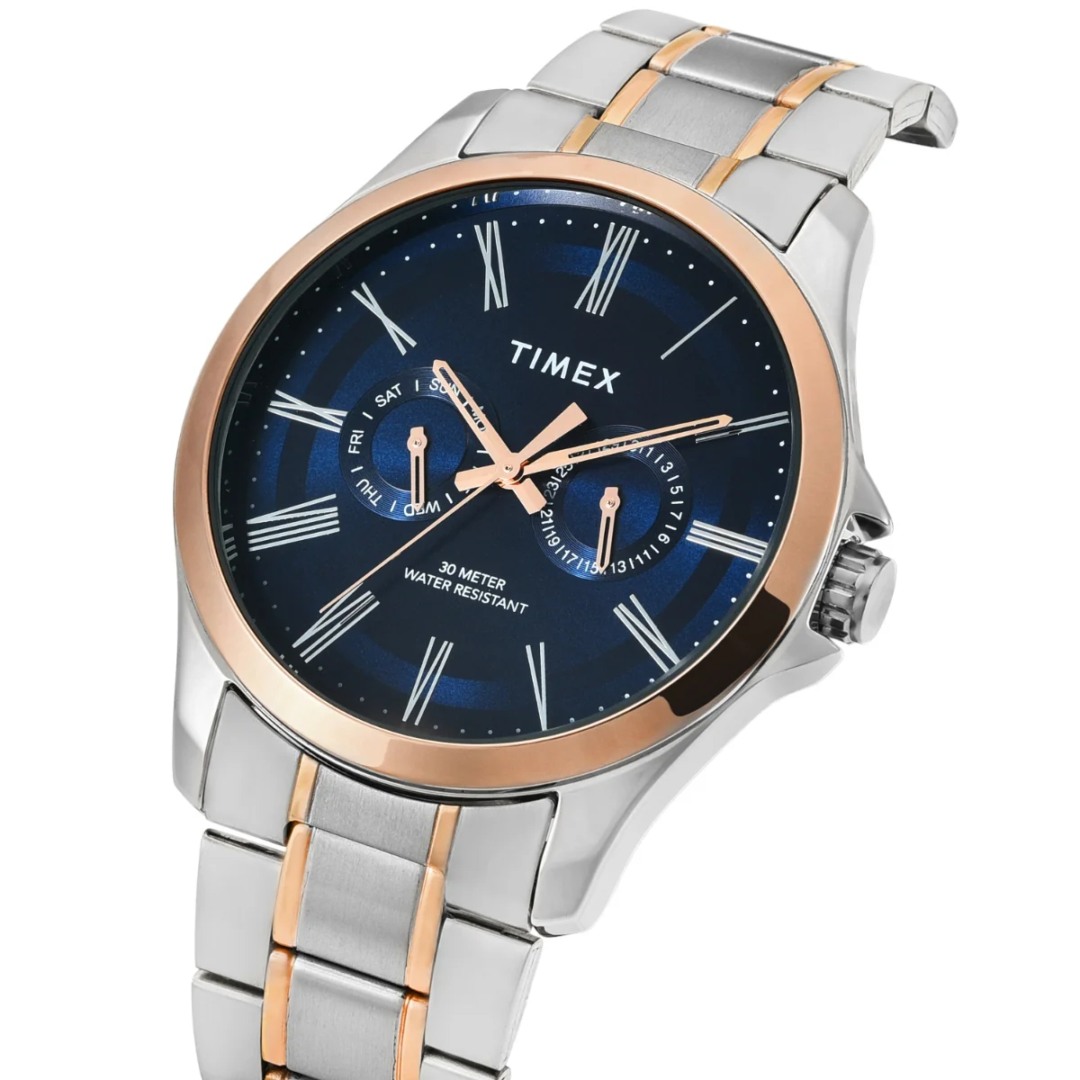 Timex Men Analog Blue Round Brass Dial Watch- TW000X131 - Image 2