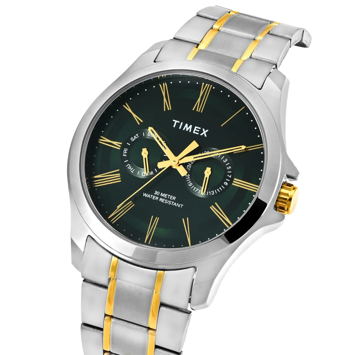Timex Men Analog Green Round Brass Dial Watch- TW000X130 - Image 2