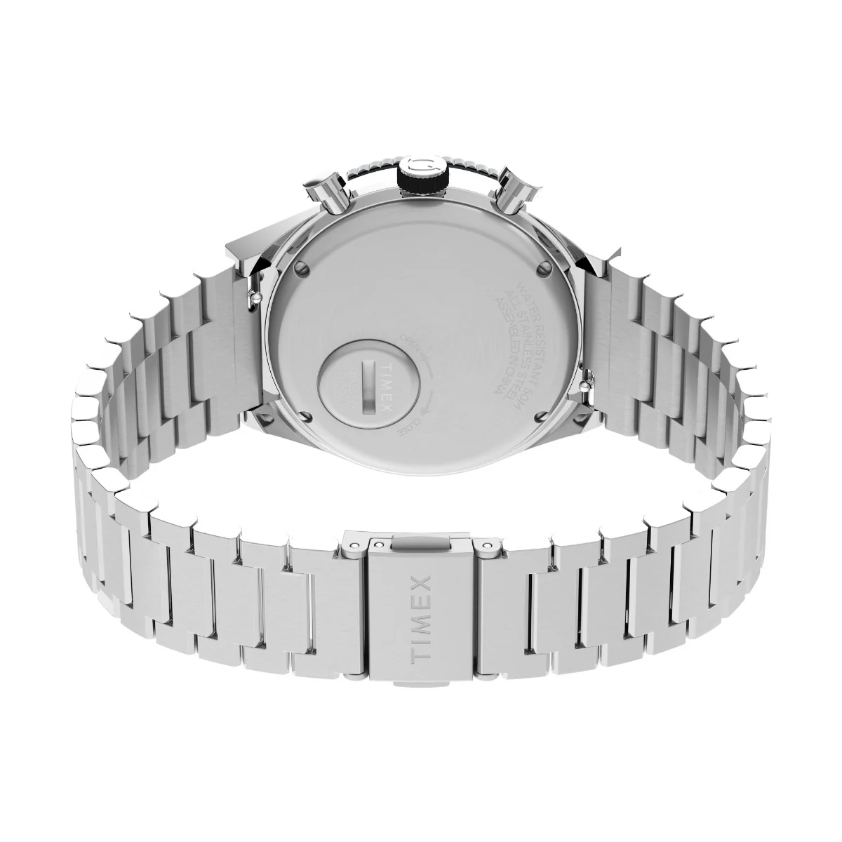 Q Timex 3-Time Zone Chronograph 40mm Stainless Steel Bracelet Watch - Image 2
