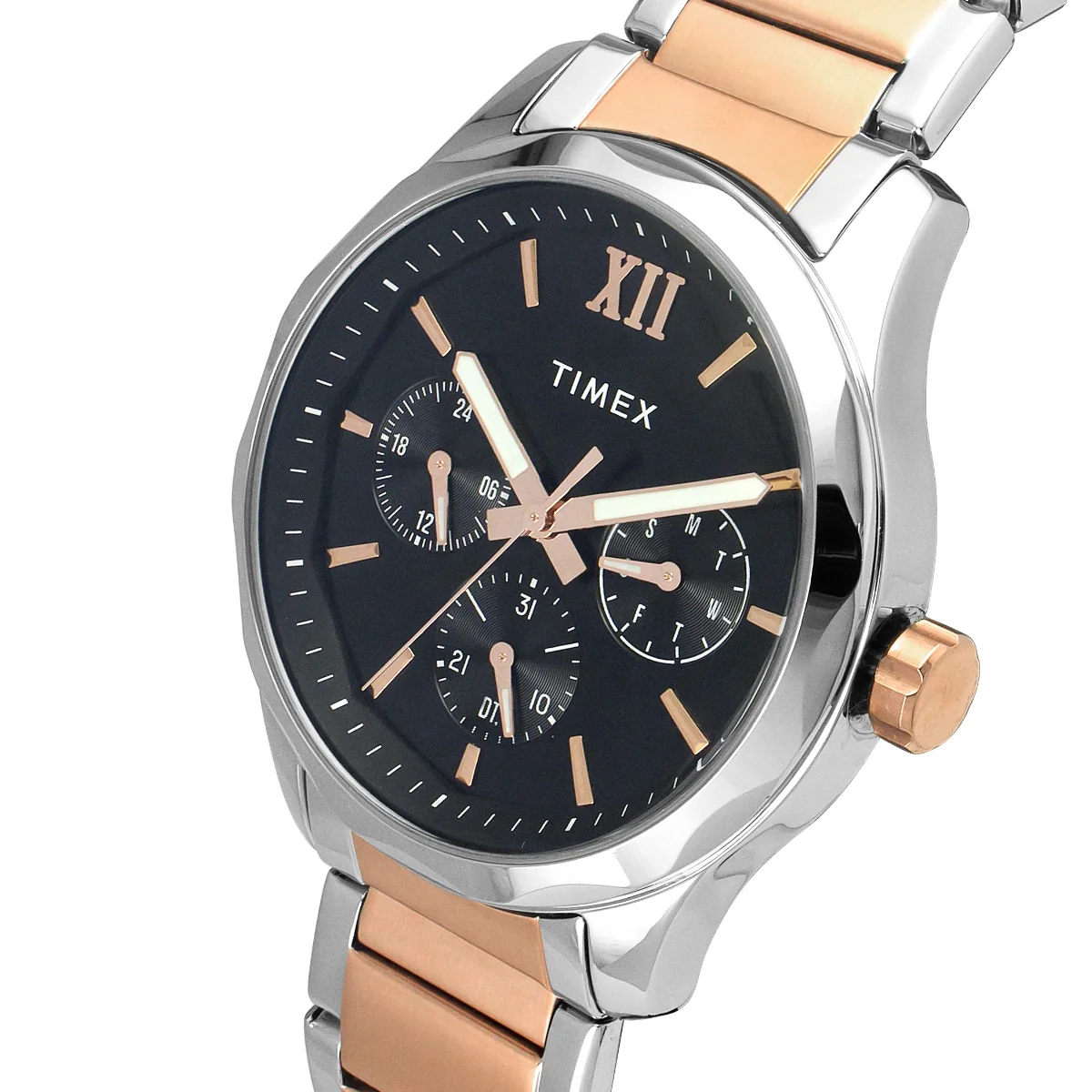 Timex Men Multifunction Black  Round Brass Dial Watch- TW0TG7617 - Image 2