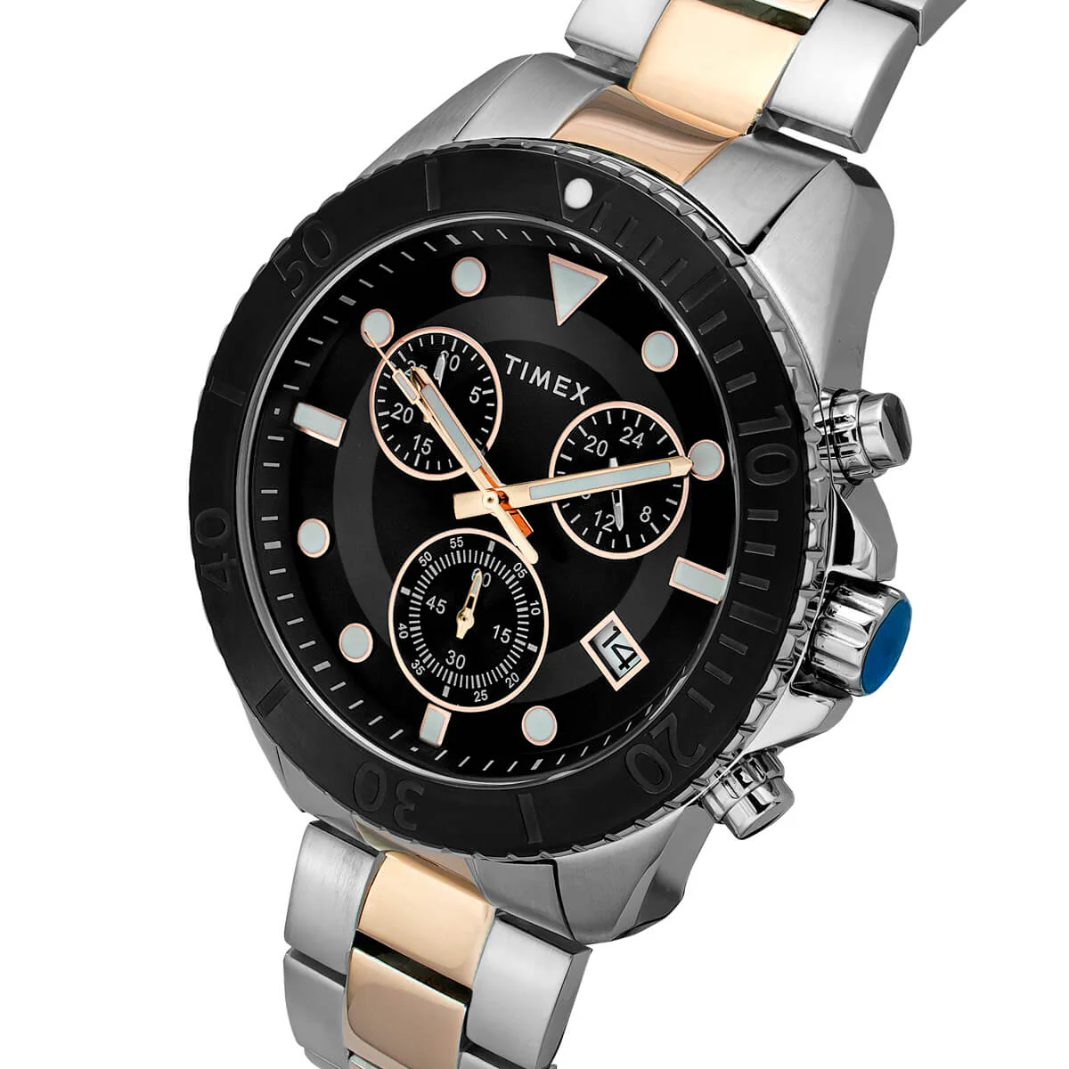 Timex E Class Men's Black Dial Round Case Chronograph Date Function Watch -TWEG20102 - Image 3
