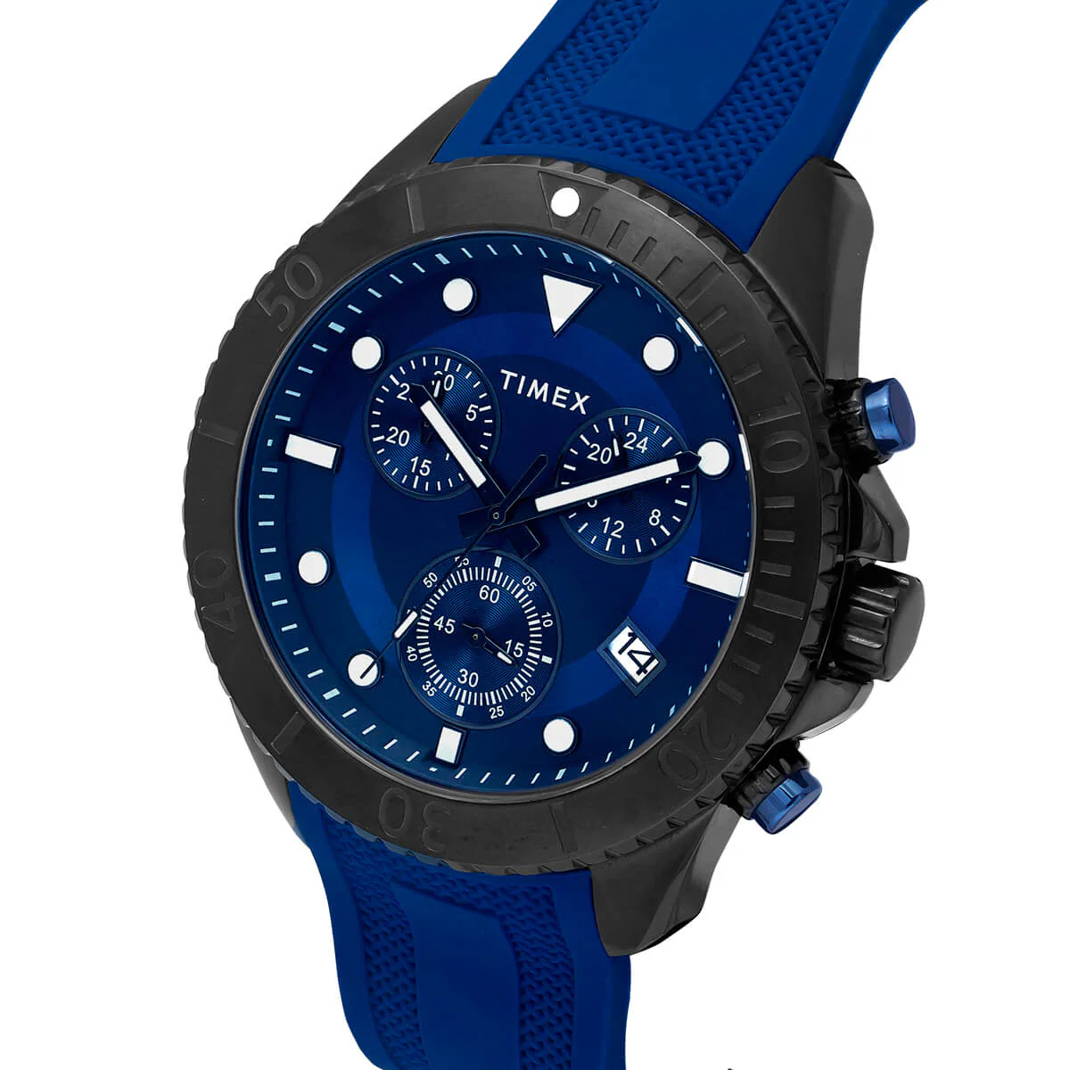 Timex E Class Men's Blue  Dial Round Case Chronograph Date Function Watch -TWEG20100 - Image 2