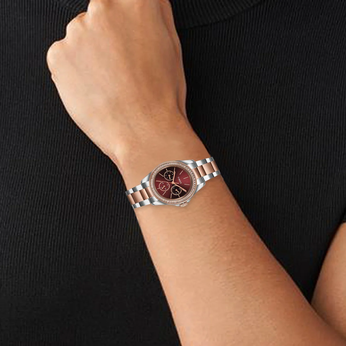 Timex Multifunction Analog Maroon Dial Women Watch - TW000Z401 - Image 5