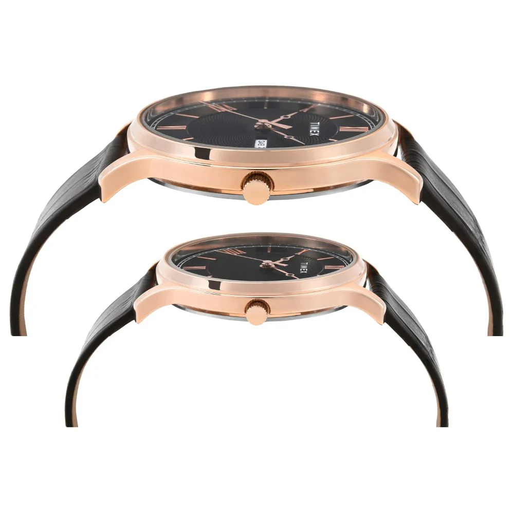 Timex Pairs Black Round Analog Brass Dial Watch- TW00PR301 - Image 4