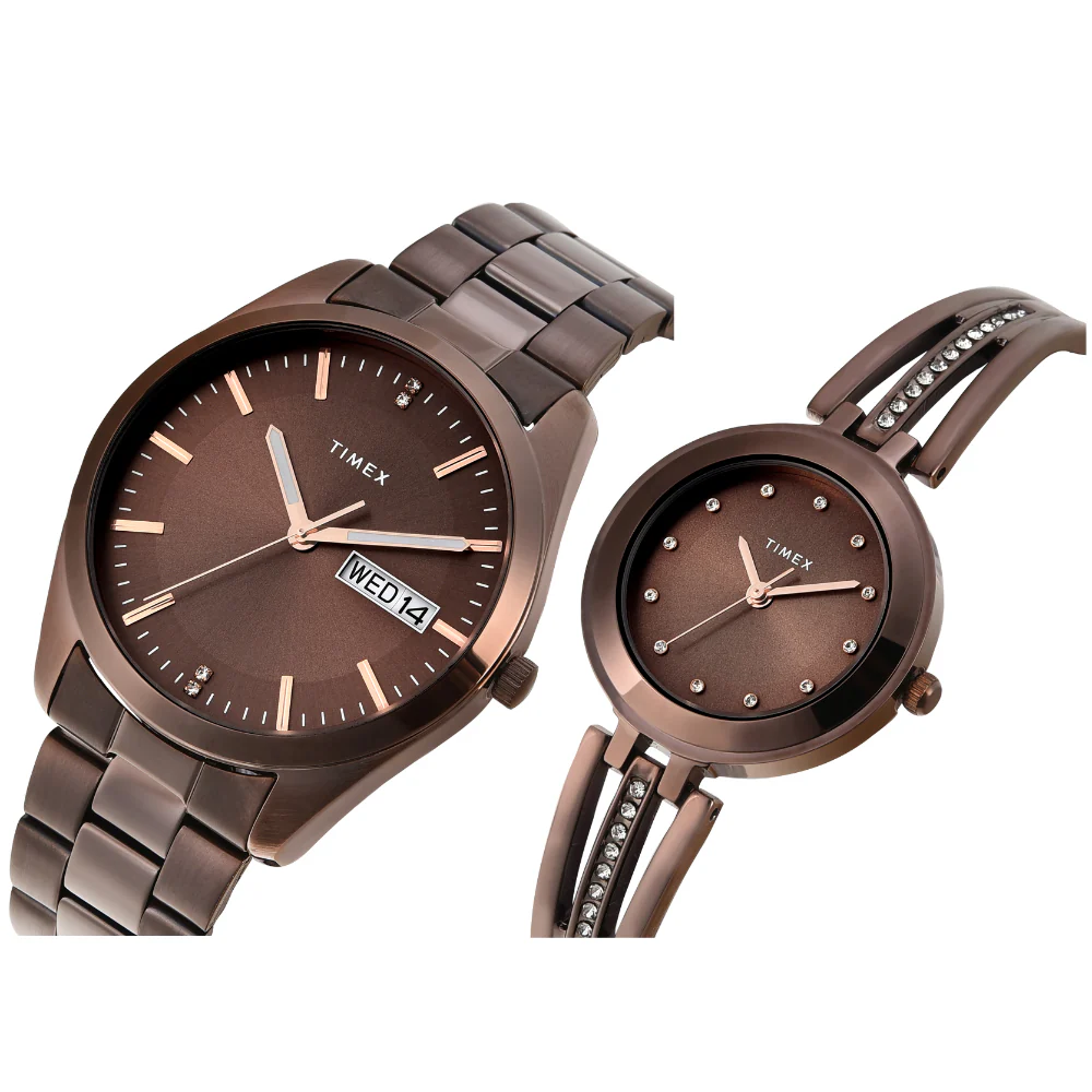 Timex Pairs Brown Round Analog Dial Watch- TW00PR311 - Image 2