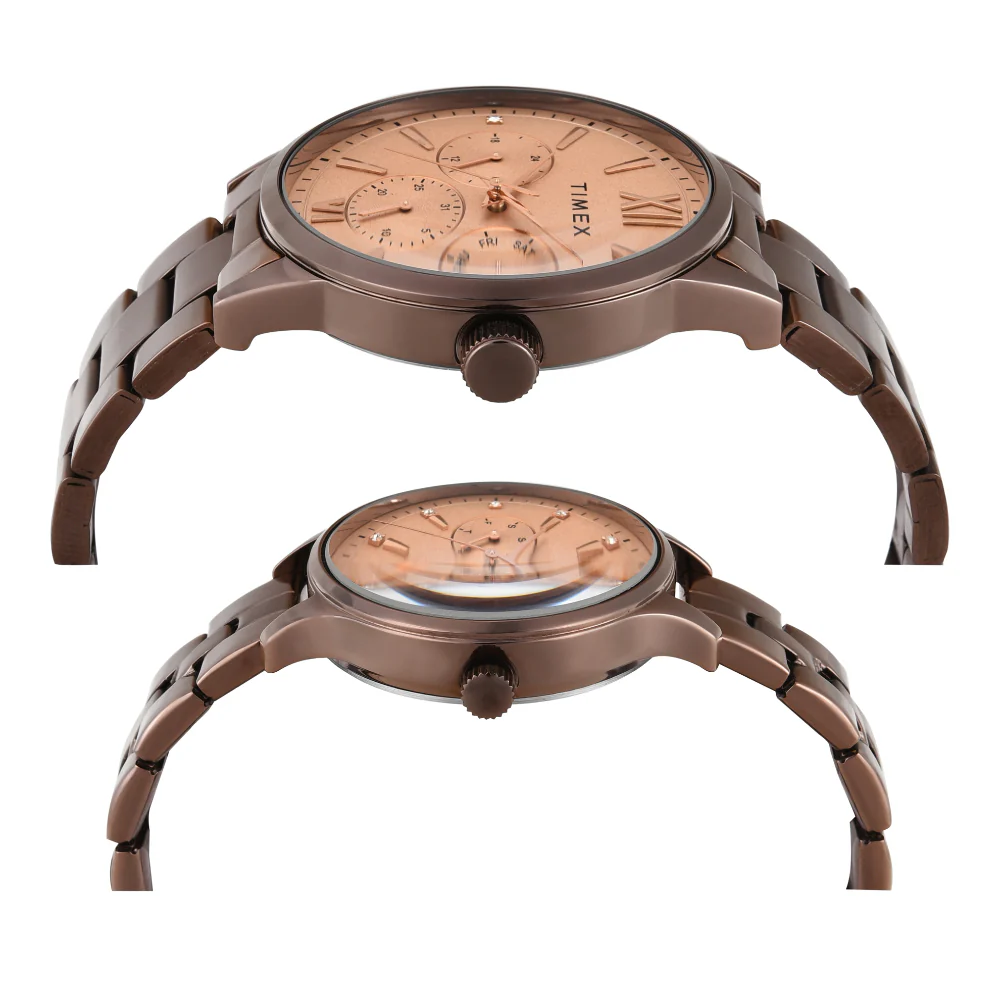Timex Pairs Rose Gold Round Multifunction Dial Watch- TW00PR306 - Image 3