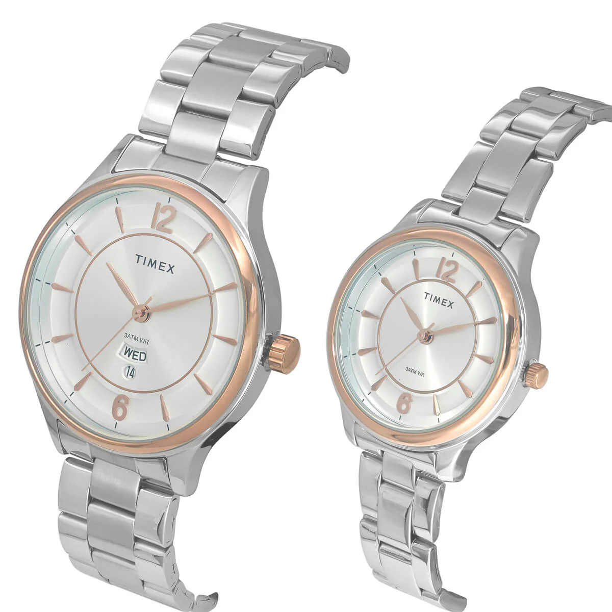 Timex Empera Pairs Silver Dial Round Case Day Date/3 Hands Function Watch -TW00PR274 - Image 2