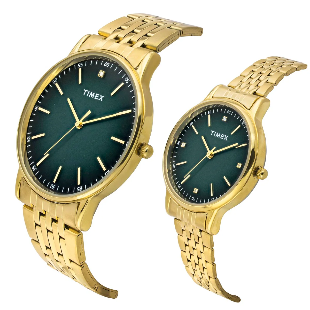 TIMEX Round Green Dial Analog Pair's Watch - TW00PR327 - Image 2