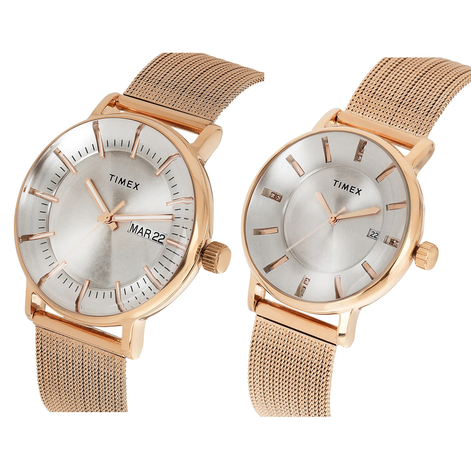 TIMEX Silver Round Dial Analog Pair's Watch - TW00PR325 - Image 2
