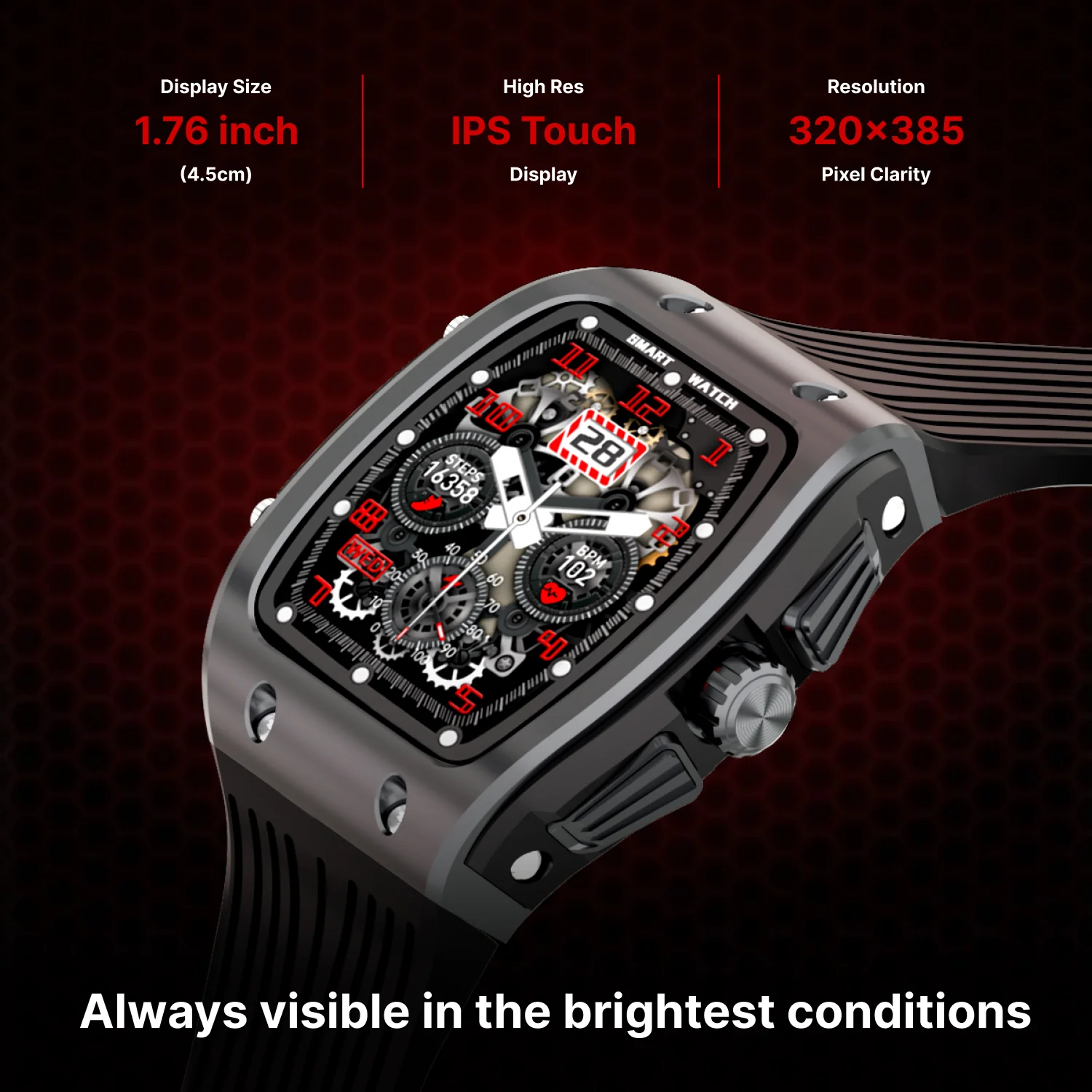 Timex Smart Coregen 1.76 inches (4.47 cm) Display with Functional Crown and BT Calling Smartwatch For Unisex - TWTXW900T - Image 4