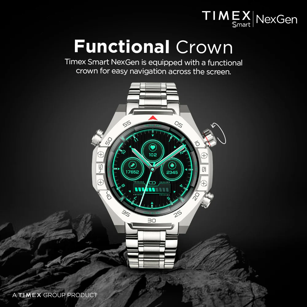 Timex Smart NexGen 1.43 inches (3.6cm) Display with Functional Crown and BT Calling Smartwatch For Unisex - TWTXW701T - Image 3