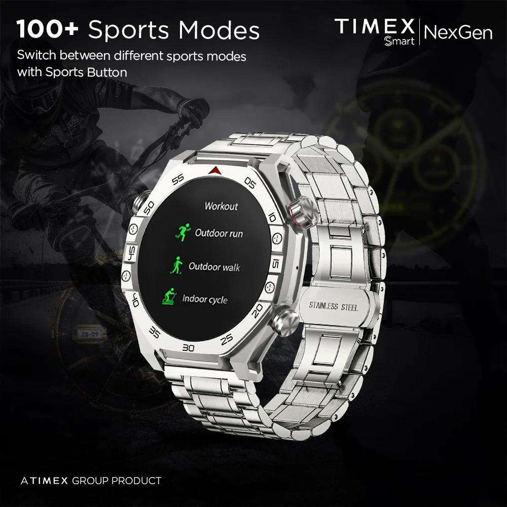 Timex Smart NexGen 1.43 inches (3.6cm) Display with Functional Crown and BT Calling Smartwatch For Unisex - TWTXW701T - Image 4