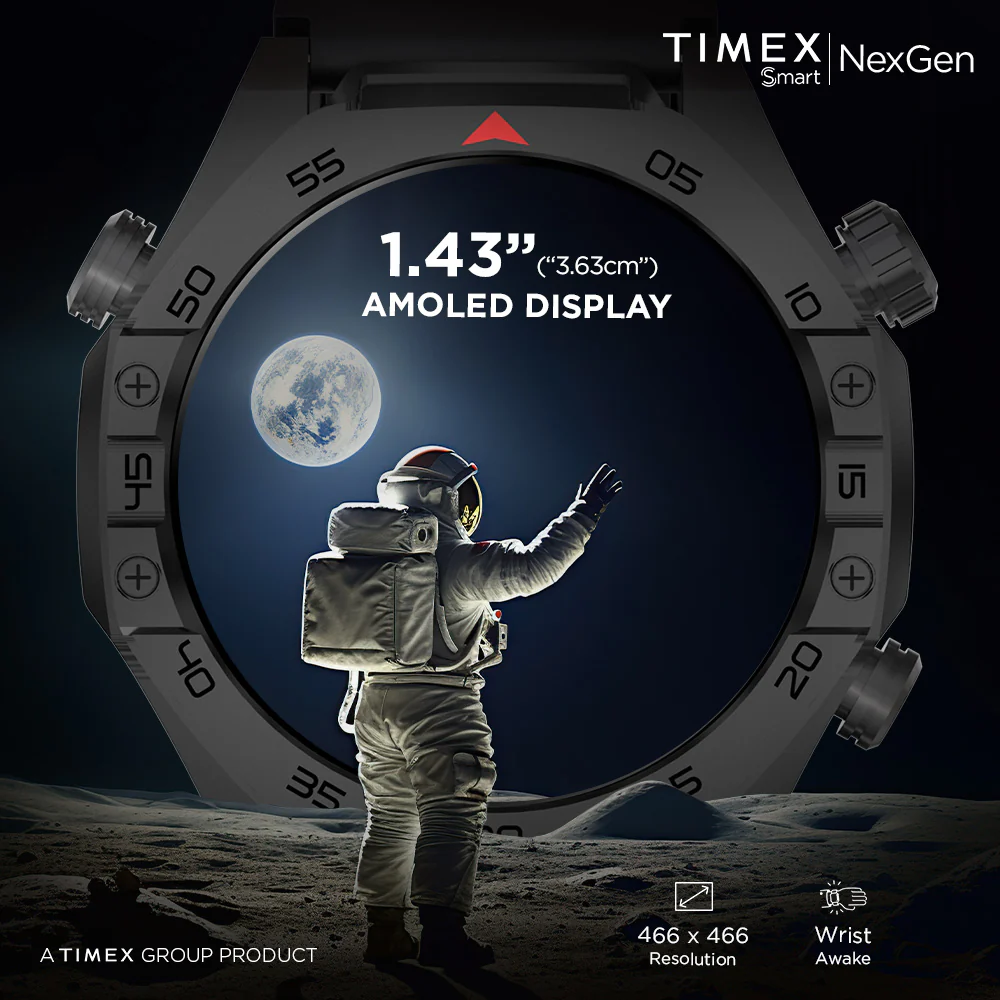 Timex Smart NexGen 1.43 inches (3.6cm) Display with Functional Crown and BT Calling Smartwatch For Unisex - TWTXW702T - Image 2