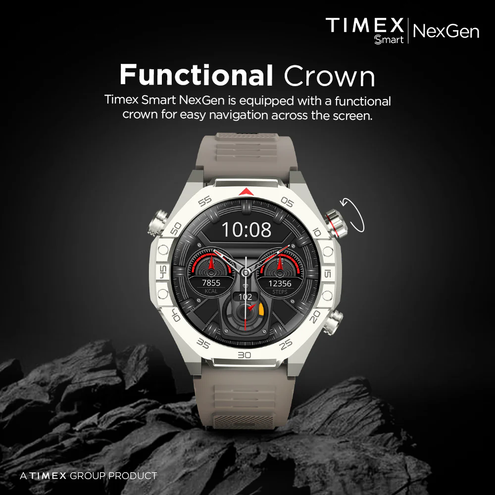 Timex Smart NexGen 1.43 inches (3.6cm) Display with Functional Crown and BT Calling Smartwatch For Unisex - TWTXW703T - Image 3