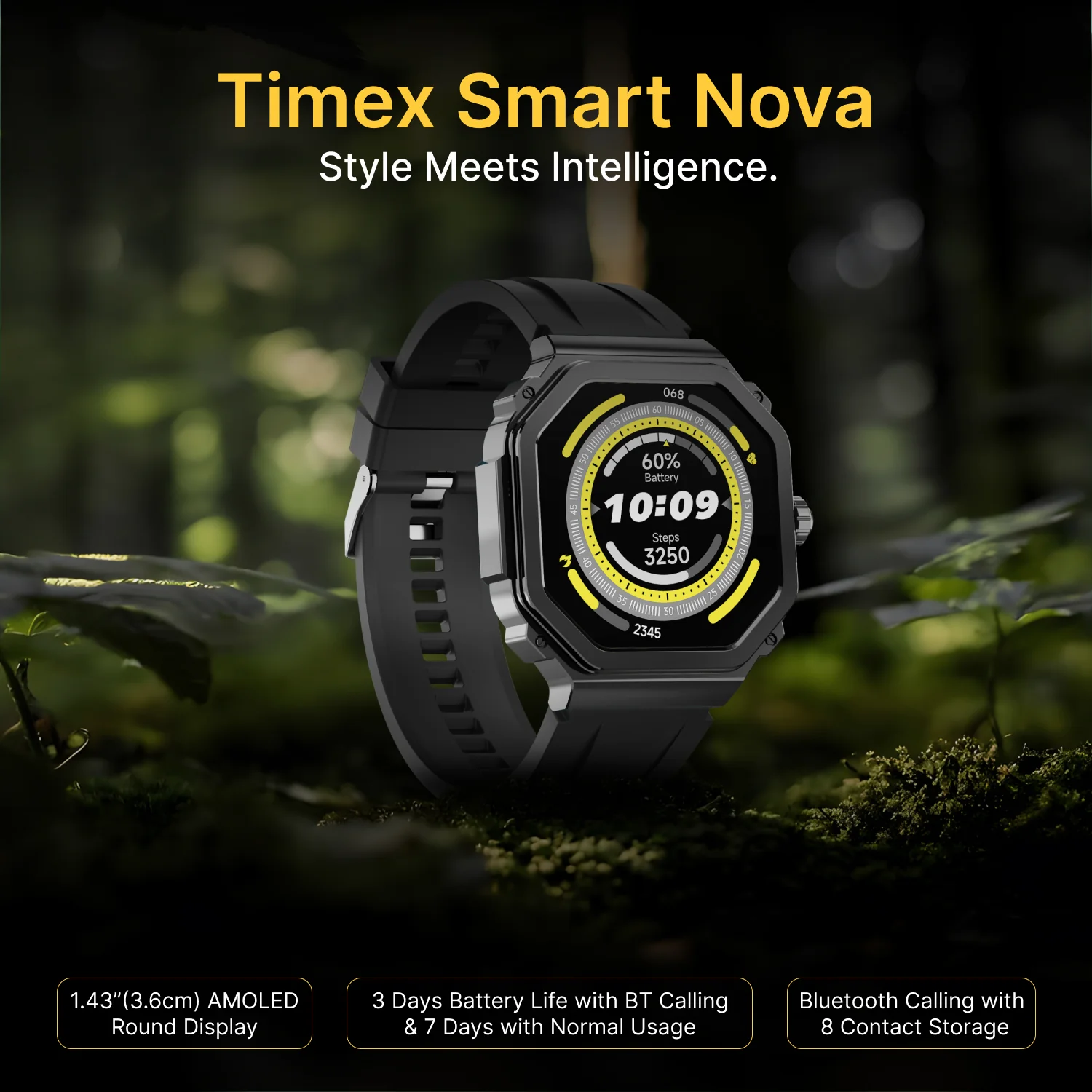 TIMEX Smart Nova 1.43 inches (3.6cm) AMOLED Display with Functional Crown and BT Calling Smartwatch for Unisex - TWTXW1000T - Image 4