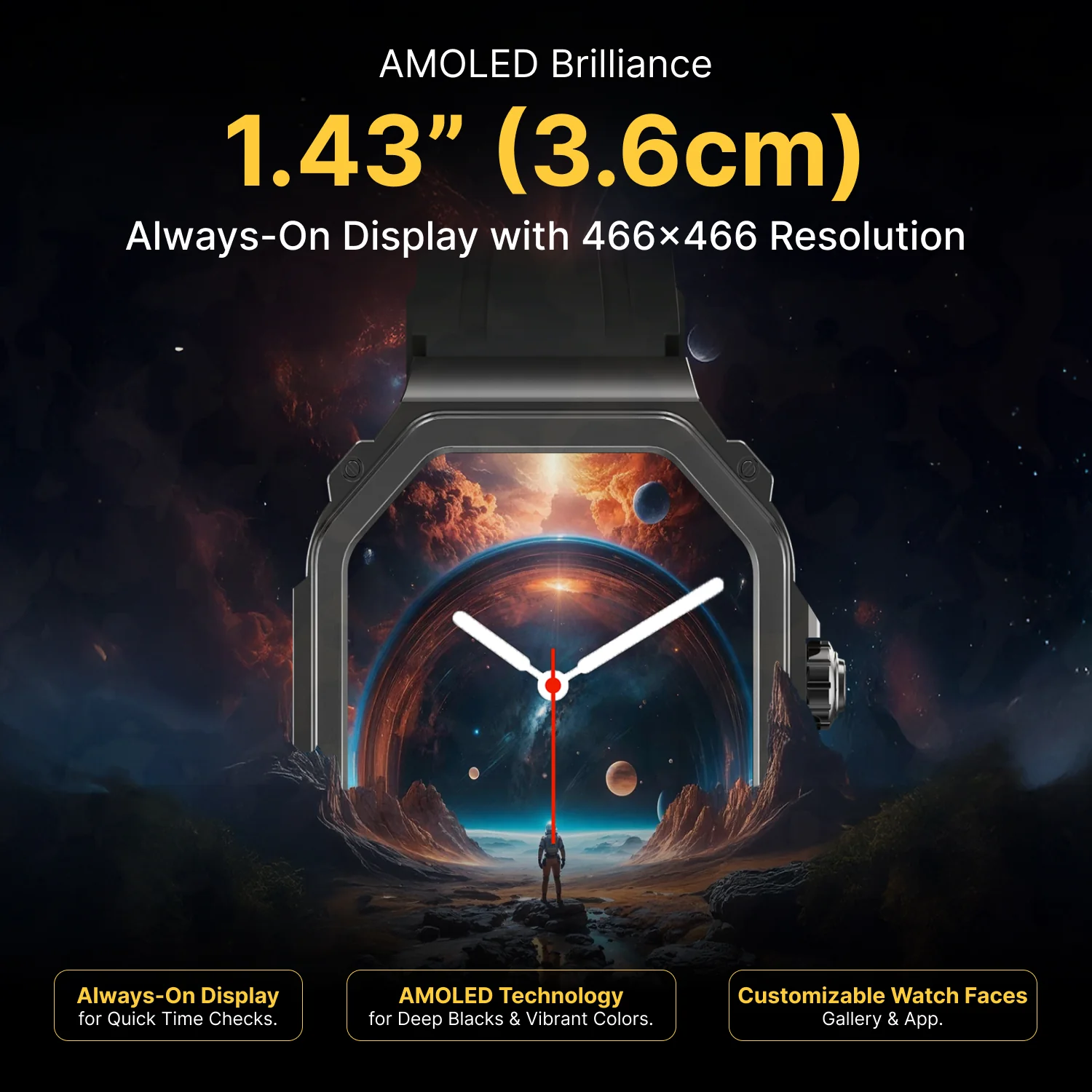 TIMEX Smart Nova 1.43 inches (3.6cm) AMOLED Display with Functional Crown and BT Calling Smartwatch for Unisex - TWTXW1000T - Image 5