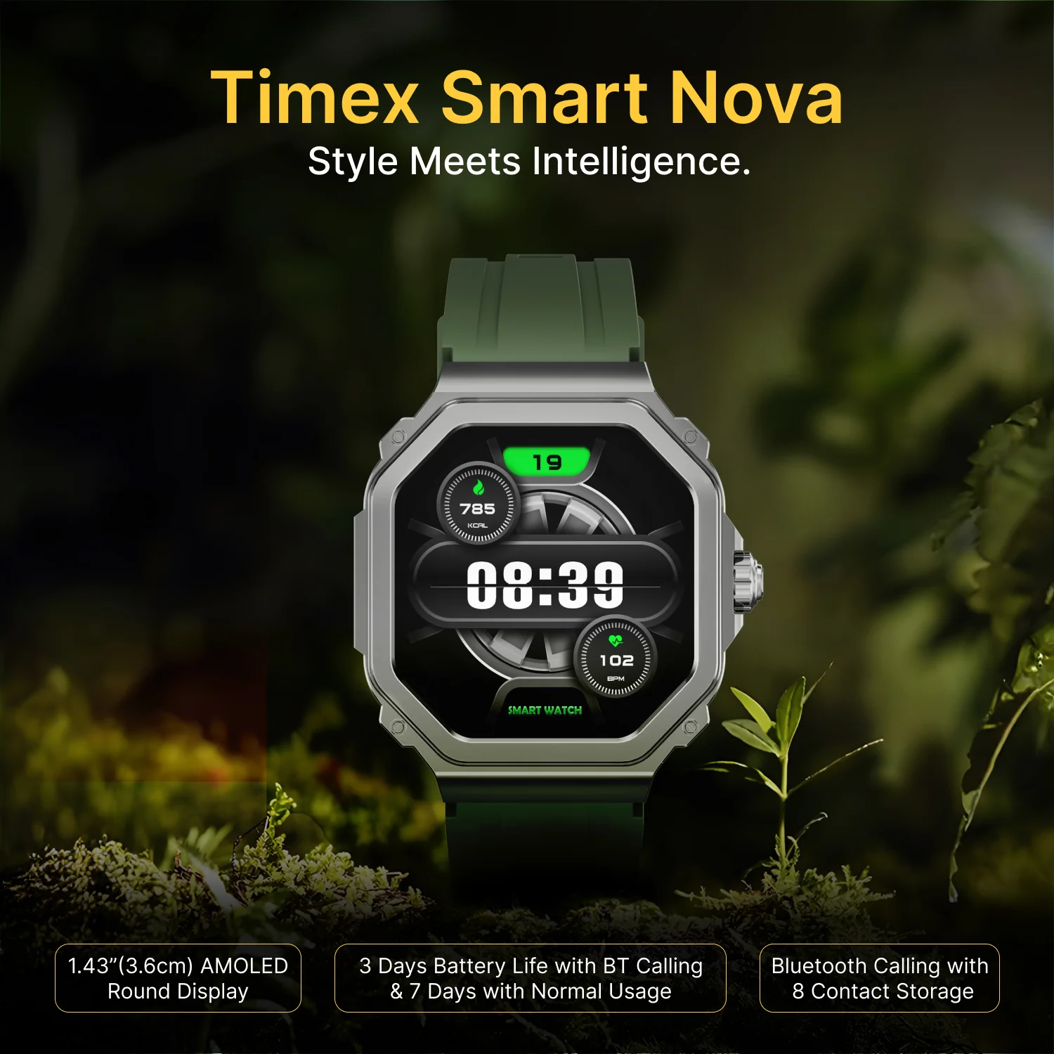 TIMEX Smart Nova 1.43 inches (3.6cm) AMOLED Display with Functional Crown and BT Calling Smartwatch for Unisex - TWTXW1002T - Image 8