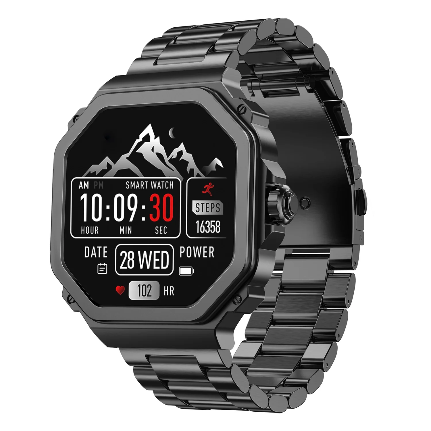 TIMEX Smart Nova 1.43 inches (3.6cm) AMOLED Display with Functional Crown, Stainless Steel Bracelet and BT Calling Smartwatch for Unisex - TWTXW1003T - Image 2