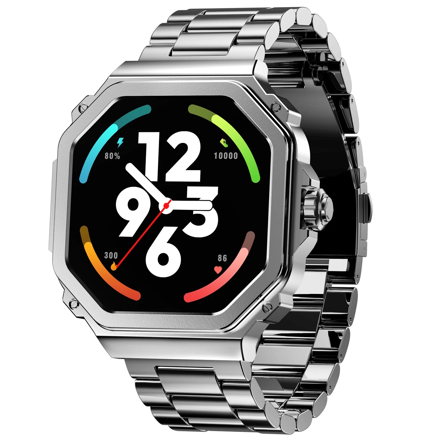 TIMEX Smart Nova 1.43 inches (3.6cm) AMOLED Display with Functional Crown, Stainless Steel Bracelet and BT Calling Smartwatch for Unisex - TWTXW1004T - Image 2