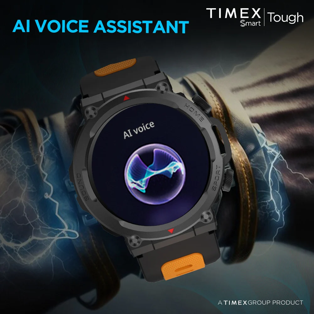 Timex Tough 1.43 inches Round AMOLED Rugged Smartwatch with 466x466 Pixel Resolution| Functional Crown|Bluetooth Calling| Metallic Body|Always On Display|AI Voice Assist|100 Sports Modes|100 Watchfaces|Upto 7 Days Battery(Normal Usage) - TWTXW601T - Image 7