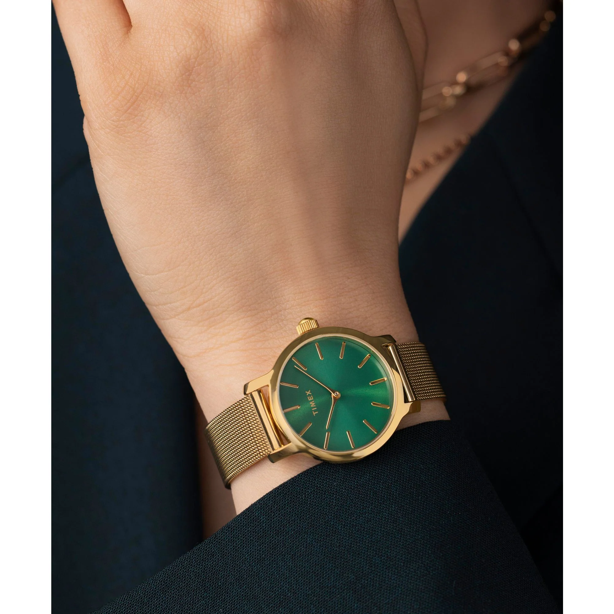 Timex Transcend Round 31mm Green Dial Analog Women Watch - TW2W87300UJ - Image 3