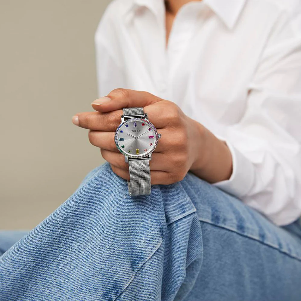 TIMEX Transcend Women Silver Round Dial Analog Watch - TW2W19100UJ - Image 4