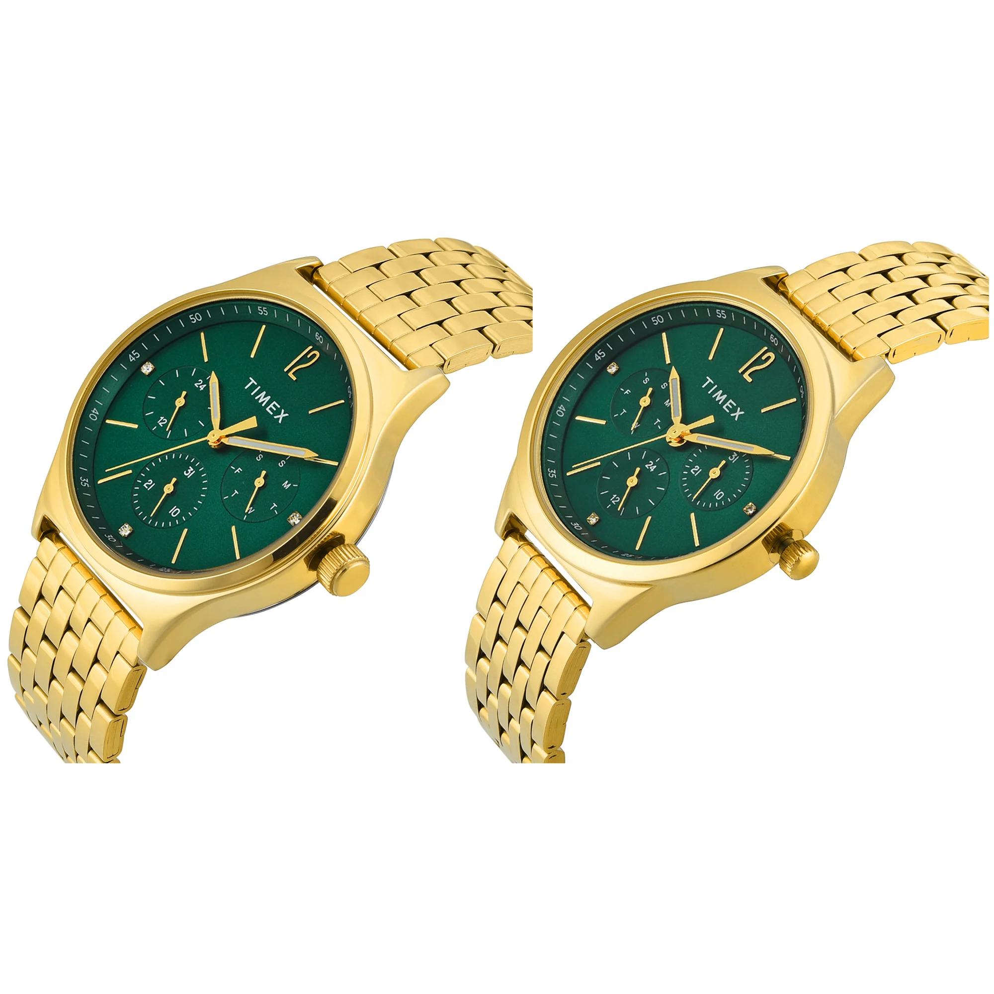 TIMEX Trendline Green Round Dial Analog Pair's Watch - TW00PR348 - Image 2