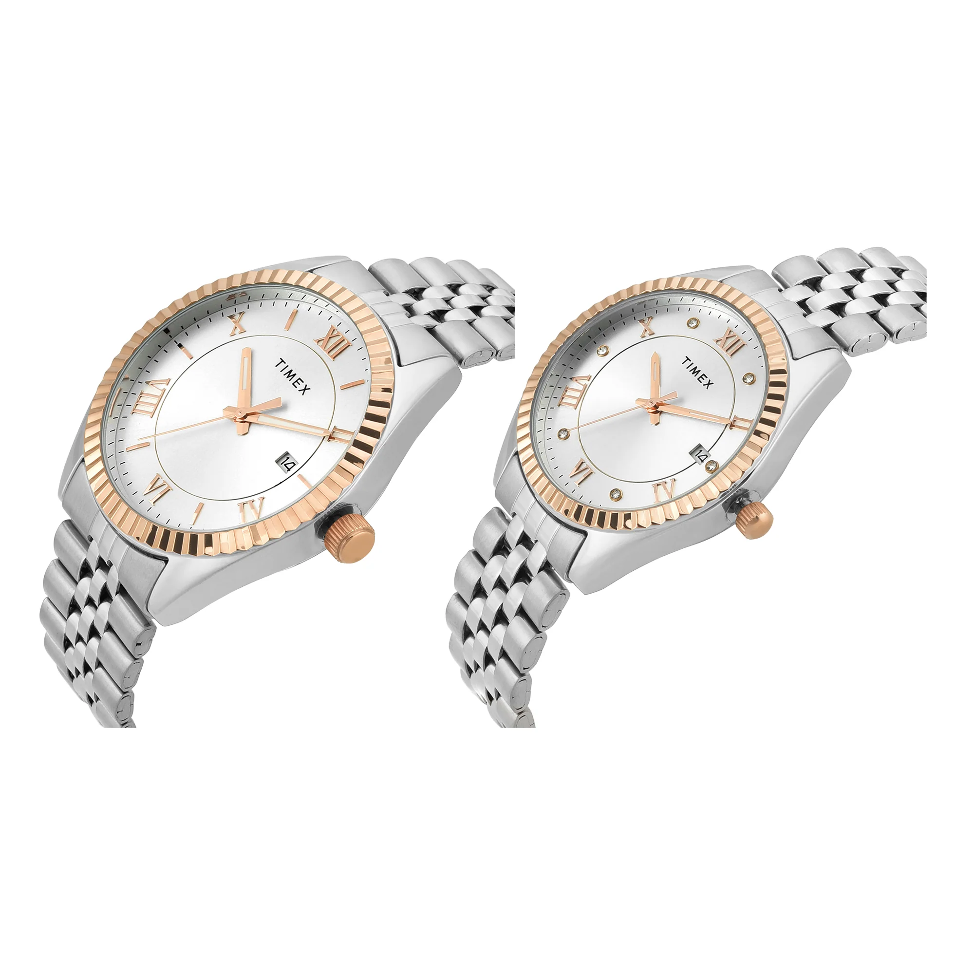 TIMEX Trendline Silver Round Dial Analog Pair's Watch - TW00PR343 - Image 3
