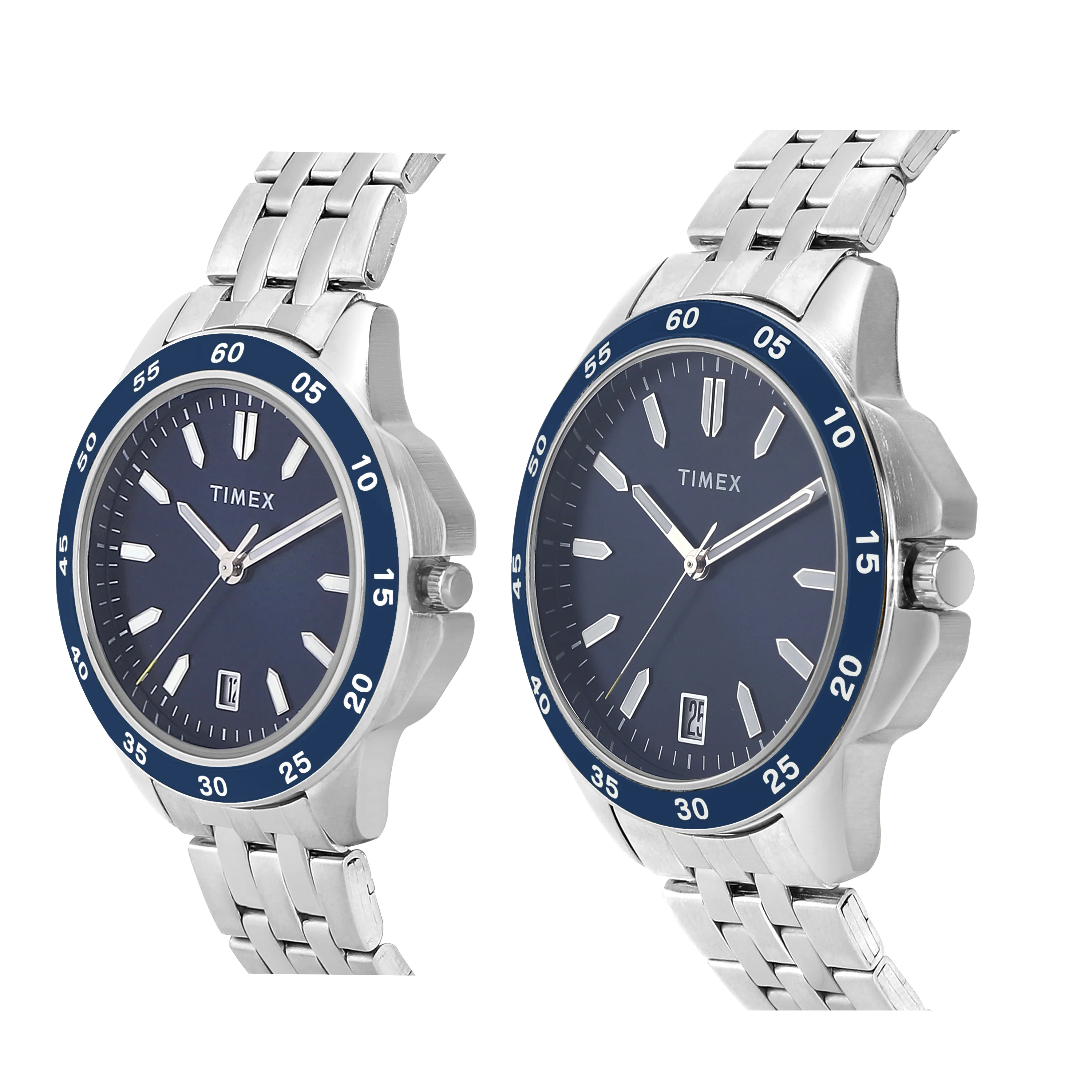 TIMEX Unisex Blue Round Dial Analog Pair Watch - TW0PRE006 - Image 2