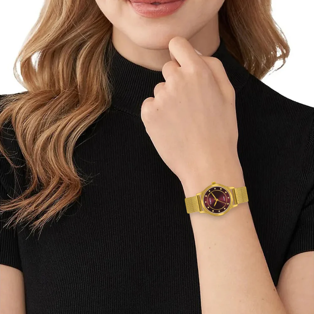 Timex Unisex Burgundy Round Analog Pair Watch- TW00ZP001 - Image 2