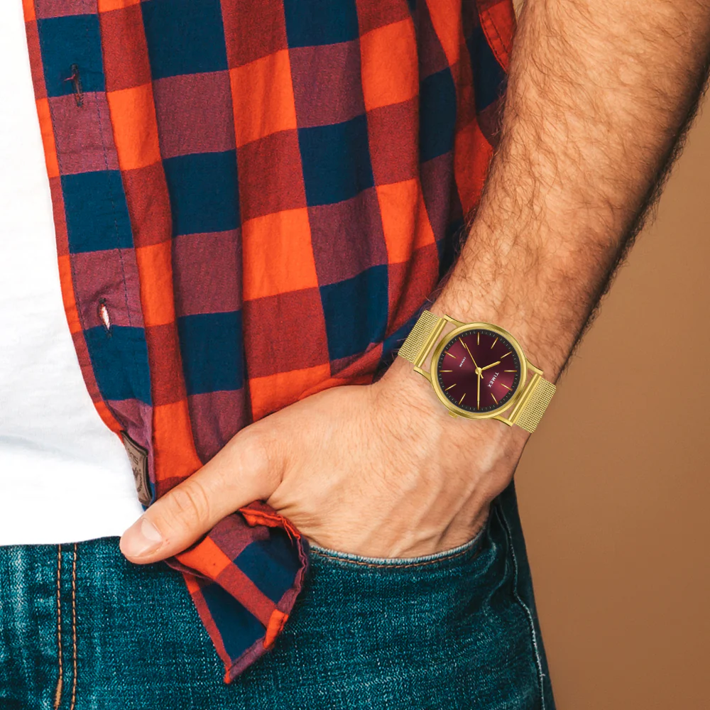 Timex Unisex Burgundy Round Analog Pair Watch- TW00ZP001 - Image 3
