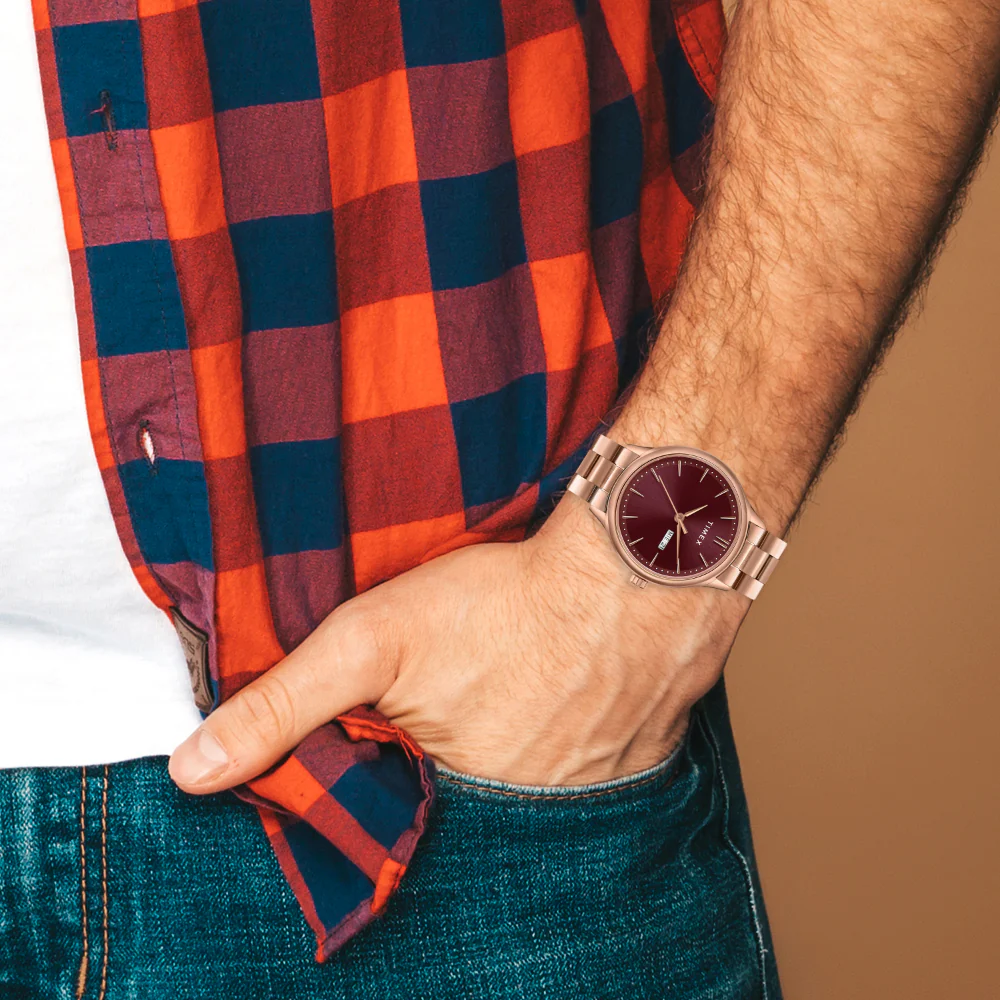 Timex Unisex Burgundy Round Analog Pair Watch- TW00ZP005 - Image 3