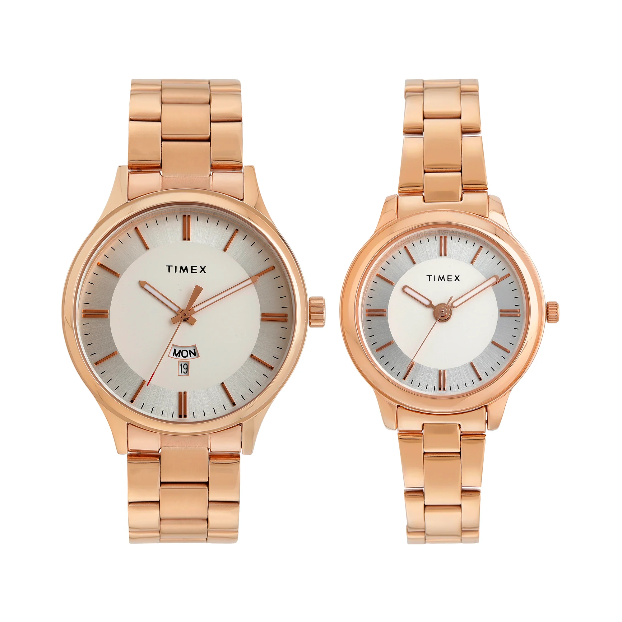 Timex Unisex Silver Round Analog Pair Watch- TW00ZP008 - Image 5