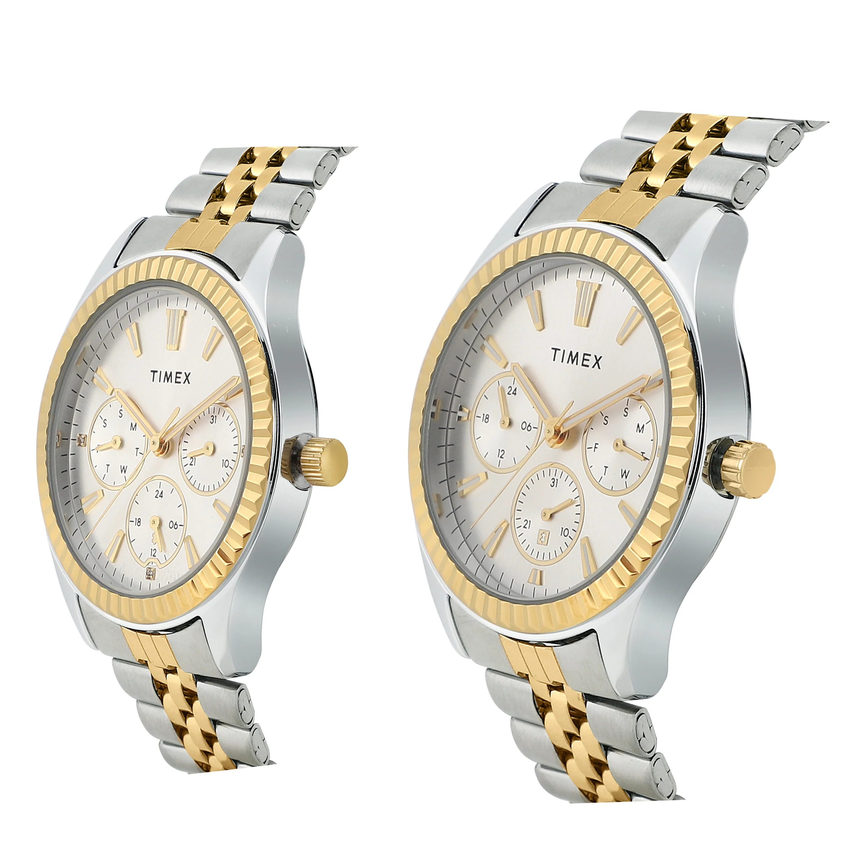 TIMEX Unisex Silver Round Dial Analog Pair Watch - TW0PRE001 - Image 2