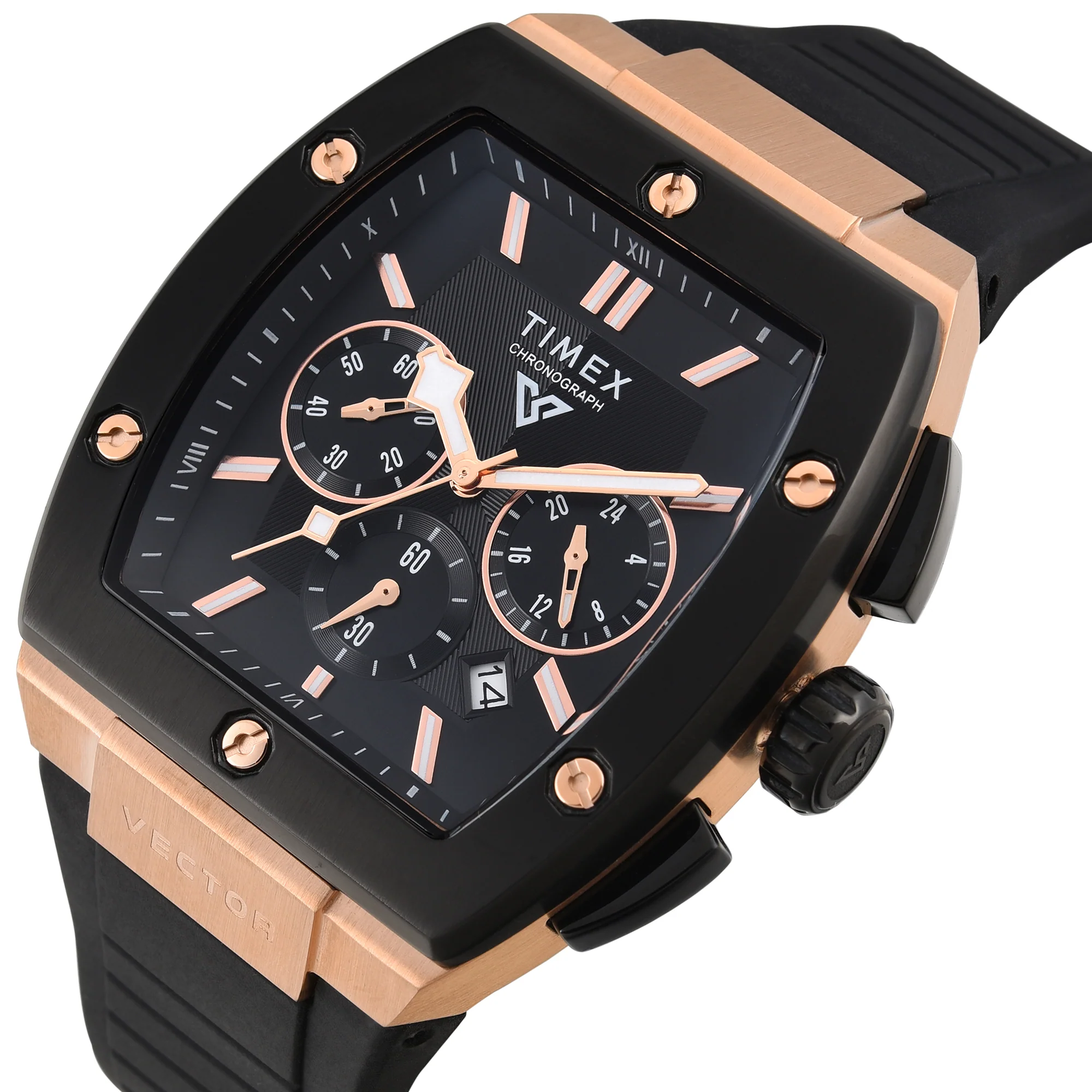 TIMEX Vector Men Black Rectangle Chronograph Dial Analog Watch - TWEG26201 - Image 2