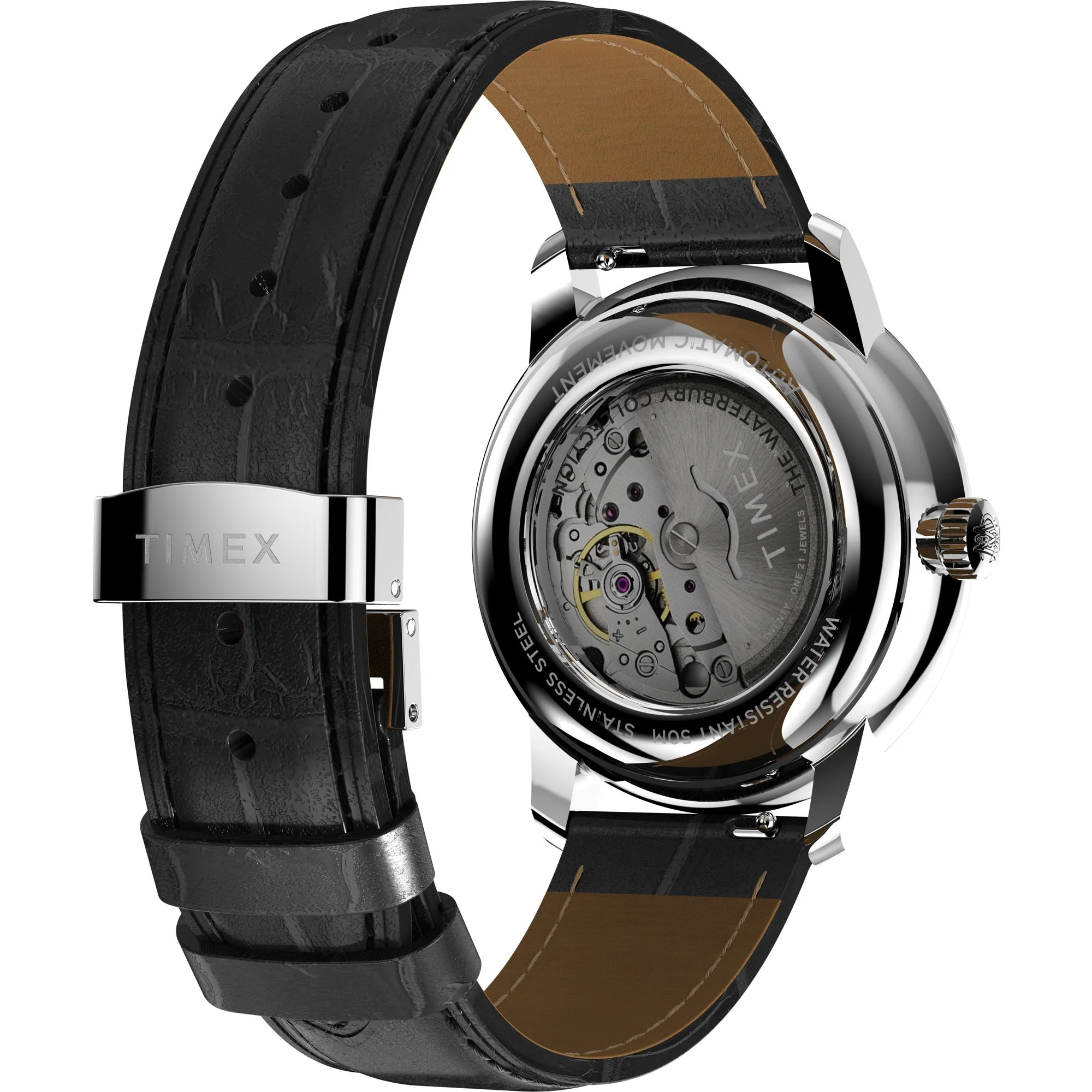 TIMEX Waterbury Black Round Dial Mechanical Automatic Men's Watch - TW2Y23000UJ - Image 5