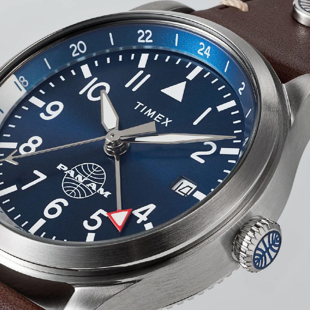 Timex Waterbury GMT x Pan Am® 39mm Leather Strap Watch - Image 4