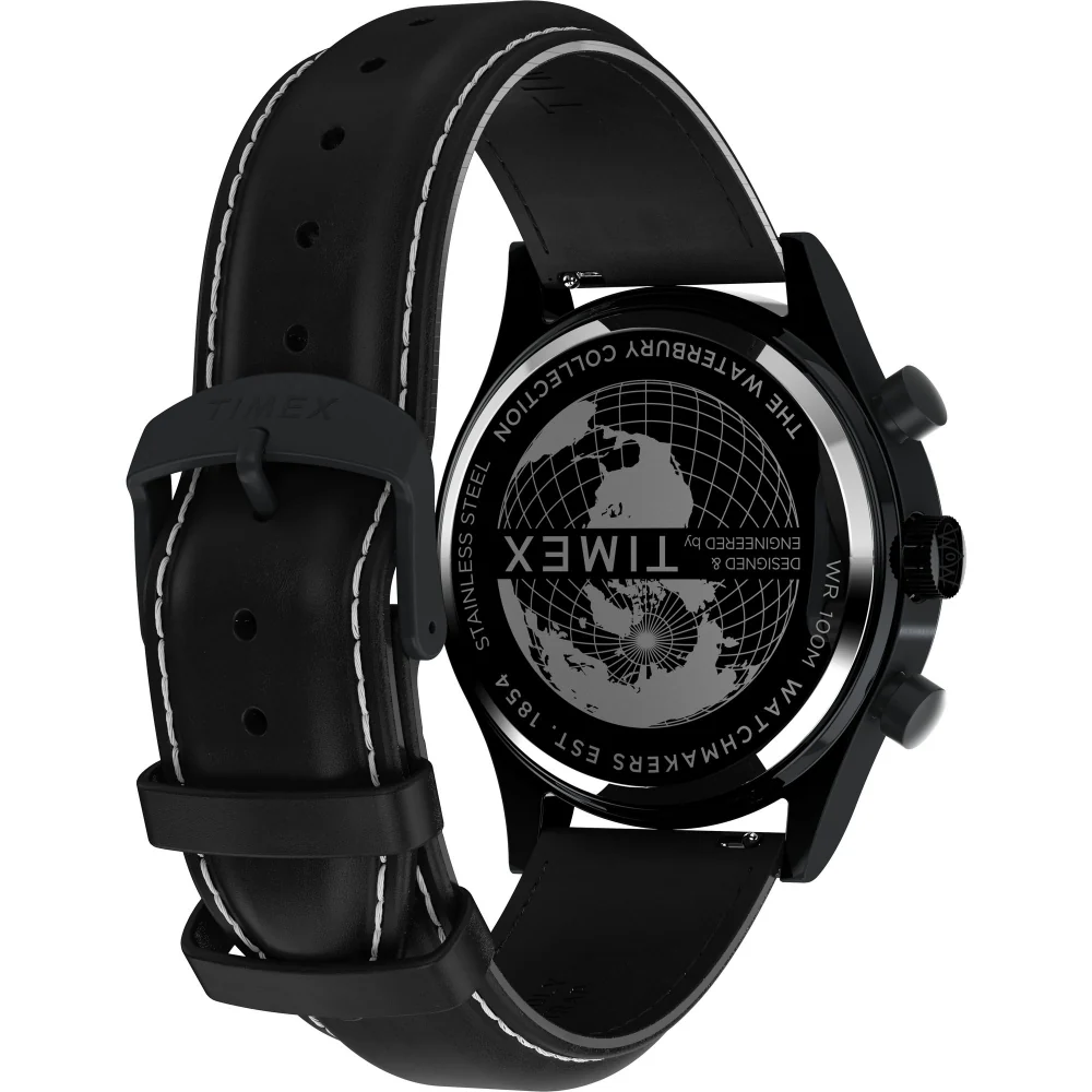 Waterbury Traditional Fly Back Chronograph 43mm Leather Strap Watch - Image 2
