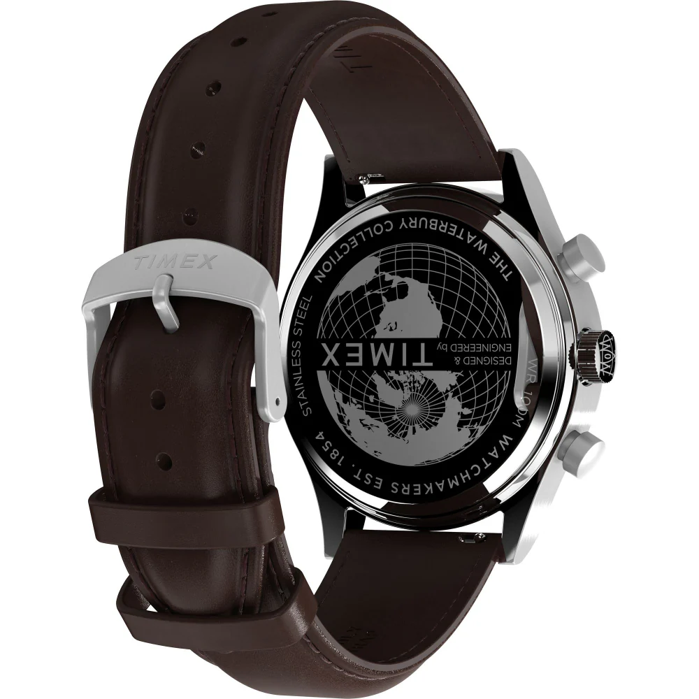 Waterbury Traditional Fly Back Chronograph 43mm Leather Strap Watch - Image 2