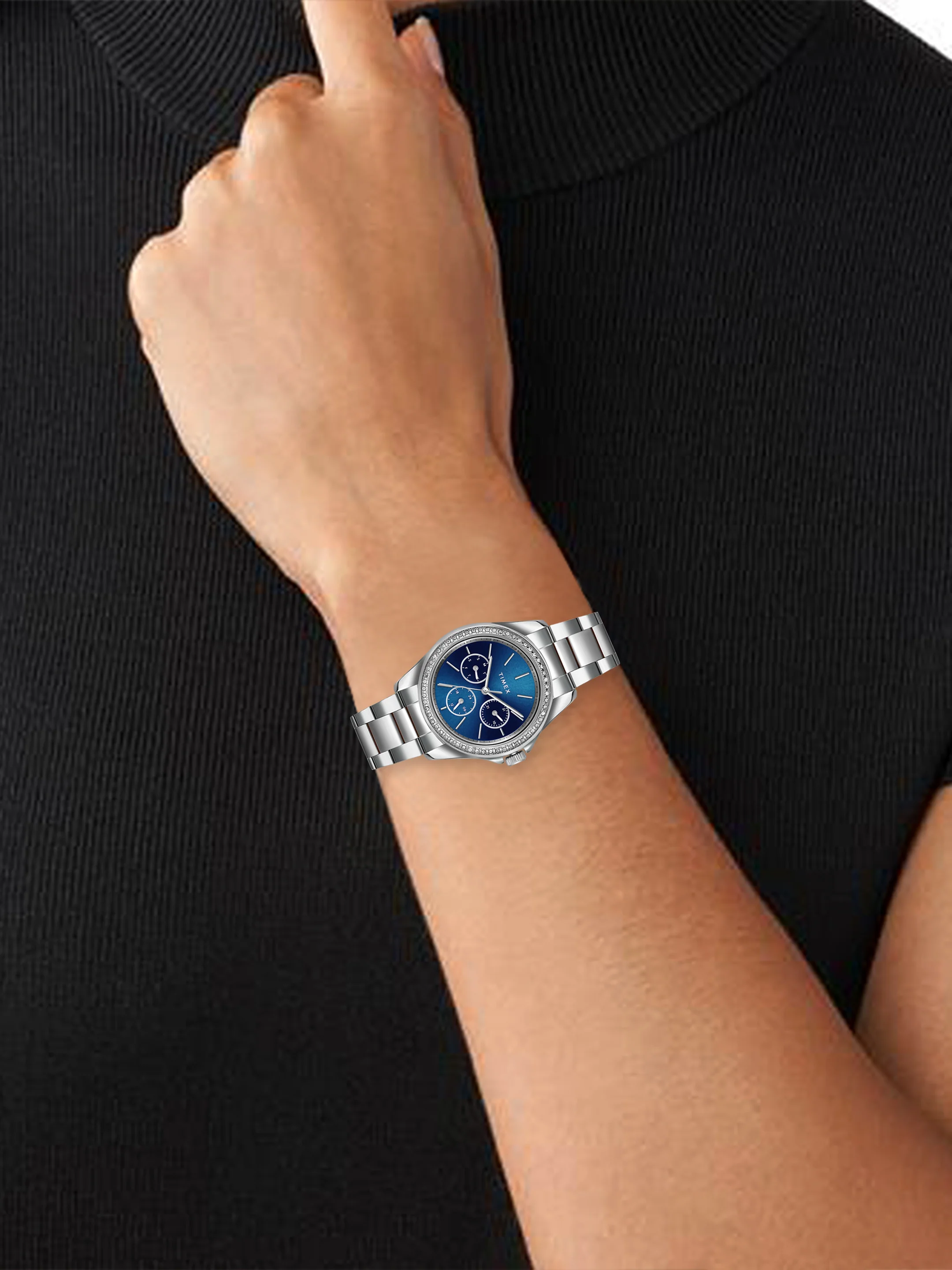 Timex Women Blue Round Analog Watch- TW000Z400 - Image 5