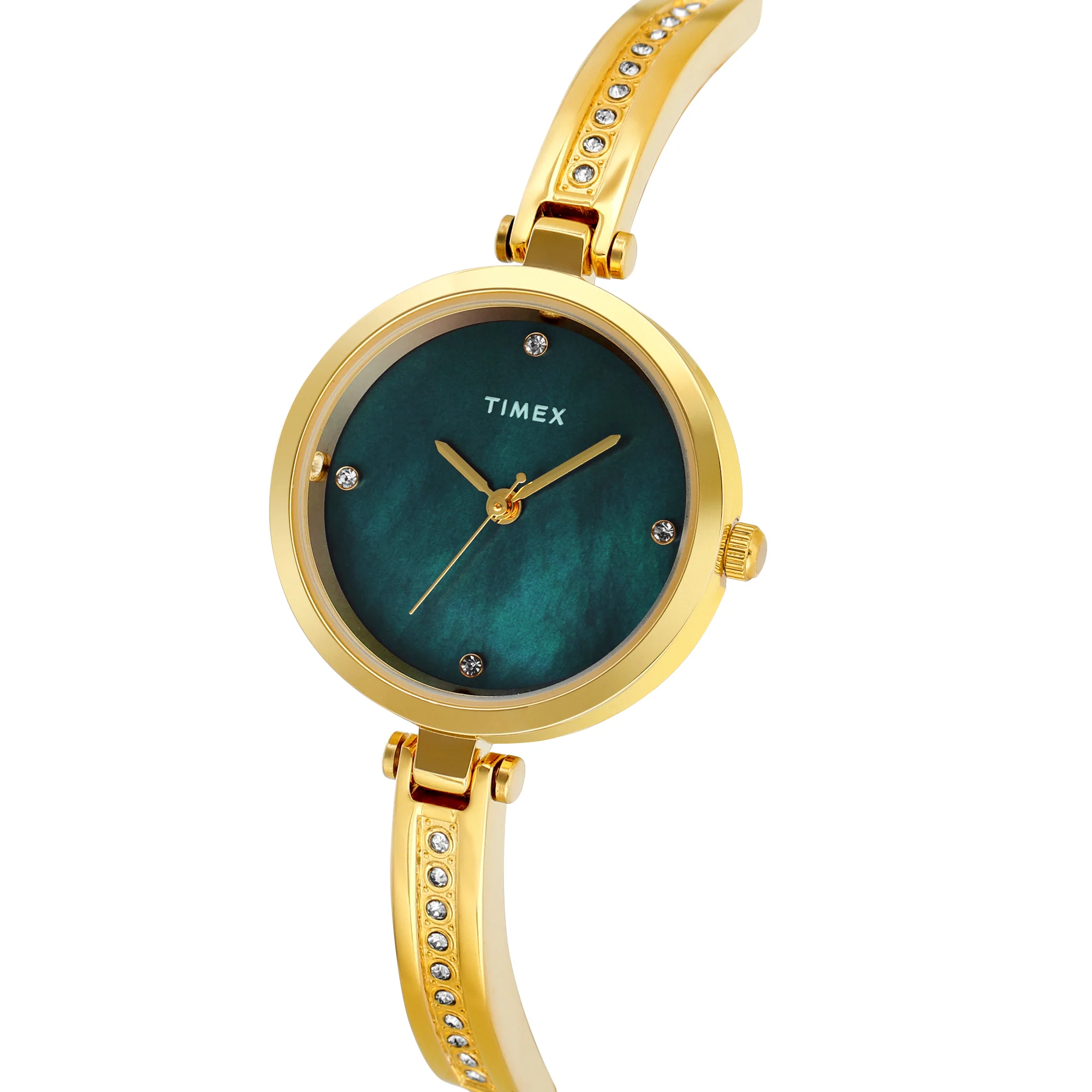 TIMEX Women Mother of Pearl Green Round Dial Analog Watch - TWEL200SMU03 - Image 2