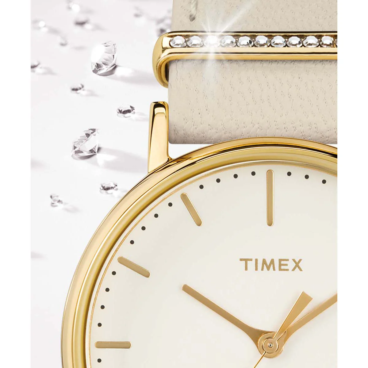 Timex Global Women's Gold-Tone Dial  Case Designed-with-Crystals Function Watch -TW2R70500 - Image 4