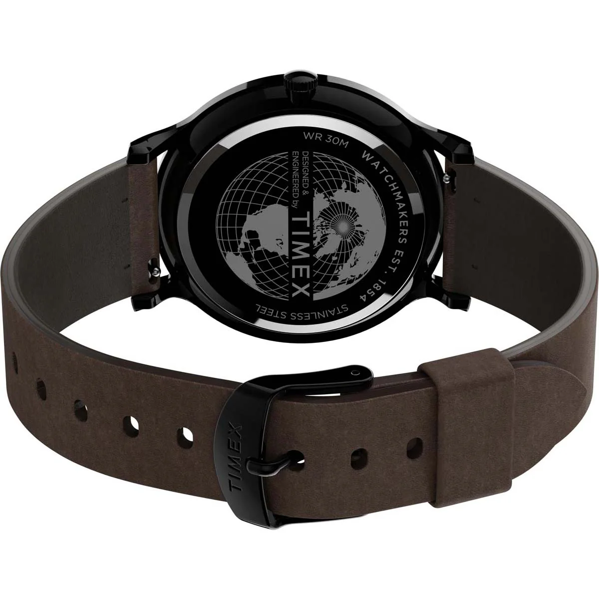 Timex Essential Collection Men's Quartz Analog Black Dial Round Case Leather-Strap Function Watch -TW2T66400 - Image 4