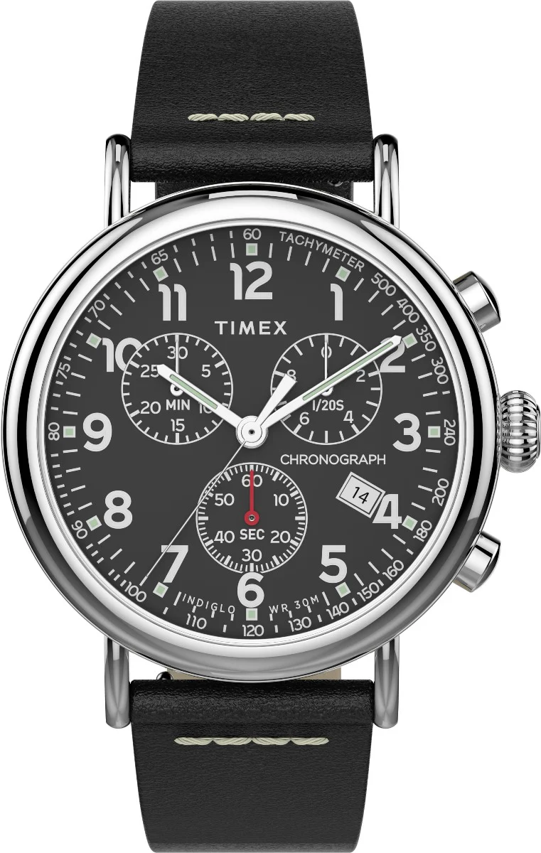 Timex Essential Collection Men's Quartz Analog Silver-Tone Dial Round Case Leather-Strap Function Watch -TW2T69100 - Image 6