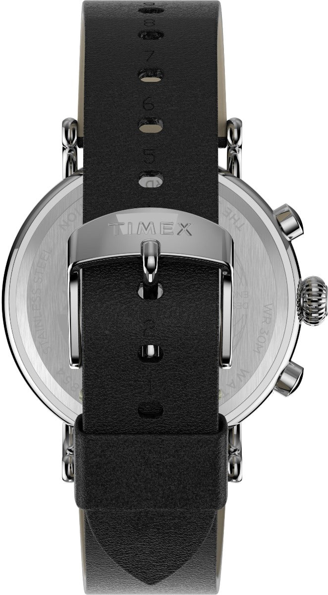 Timex Essential Collection Men's Quartz Analog Silver-Tone Dial Round Case Leather-Strap Function Watch -TW2T69100 - Image 8