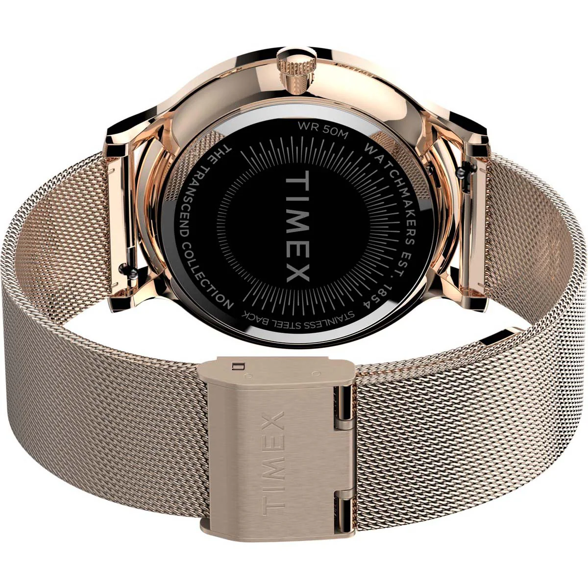 Timex Global Women's Rose Gold-Tone Dial  Case Stainless-Steel-Mesh-Bracelet Function Watch -TW2T74500 - Image 4